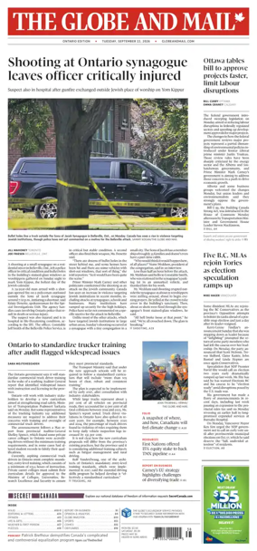 Cover of The Globe and Mail (Ontario Edition)