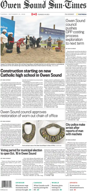 Cover of The Sun Times (Owen Sound)