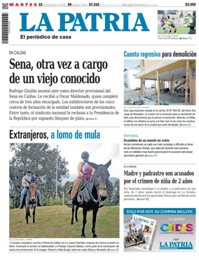 Cover of La Patria (Colombia)