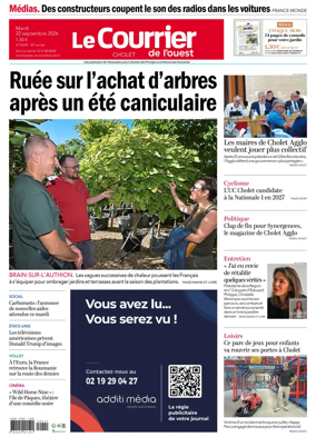 Cover of Le Courrier de l’Ouest (Cholet)