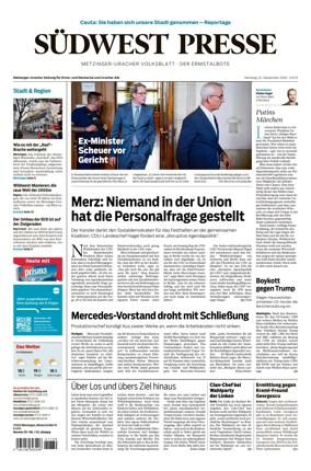 Cover of Sudwest Presse - Metzinger Uracher Volksblatt - Der Ermstalbote