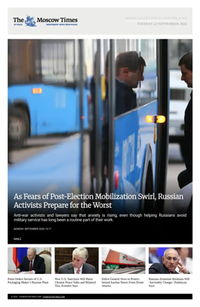 Cover of The Moscow Times - English