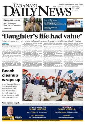 Cover of Taranaki Daily News