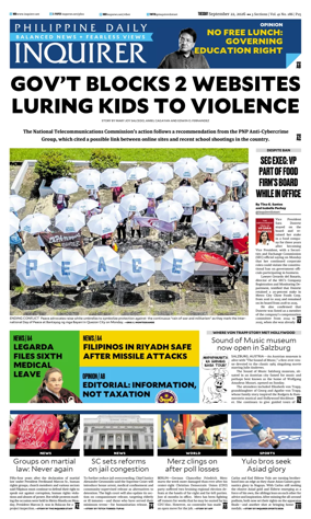 Cover of Philippine Daily Inquirer