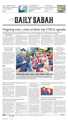 Cover of Daily Sabah (Turkey)