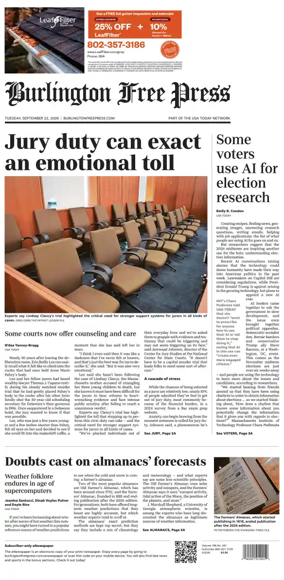 Cover of Burlington Free Press