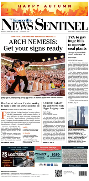 Cover of Knoxville News Sentinel