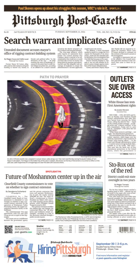 Cover of Pittsburgh Post-Gazette