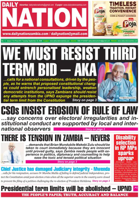 Cover of Daily Nation Newspaper