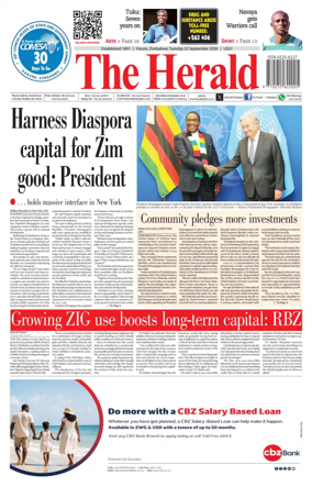 Cover of The Herald (Zimbabwe)