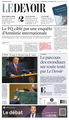 Cover of Le Devoir