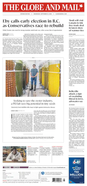 Cover of The Globe and Mail (Ontario Edition)
