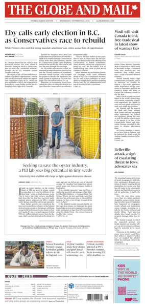 Cover of The Globe and Mail (Ottawa/Quebec Edition)