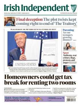 Cover of Irish Independent