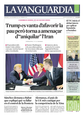 Cover of La Vanguardia (Catala)