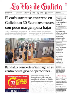 Cover of La Voz de Galicia (Santiago)