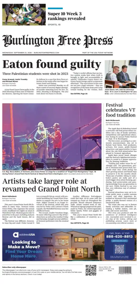 Cover of Burlington Free Press