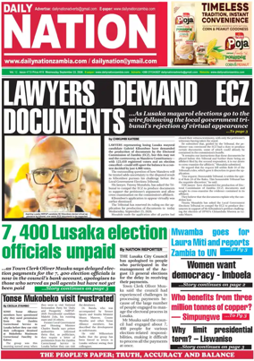 Cover of Daily Nation Newspaper