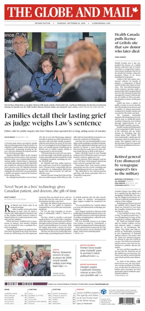 Cover of The Globe and Mail (Ontario Edition)