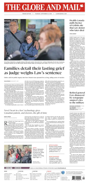 Cover of The Globe and Mail (Prairie Edition)