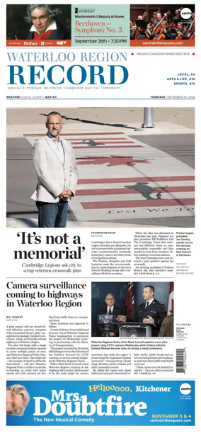 Cover of Waterloo Region Record