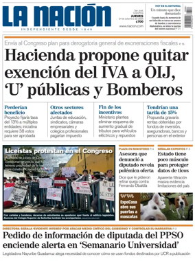 Cover of La Nacion (Costa Rica)