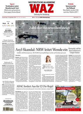 Cover of Westdeutsche Allgemeine Zeitung (Duisburg)