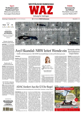 Cover of Westdeutsche Allgemeine Zeitung (Hattingen)