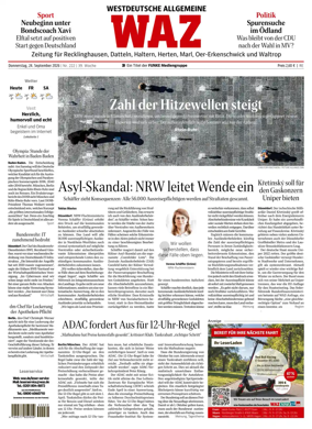 Cover of Westdeutsche Allgemeine Zeitung (Recklinghausen)