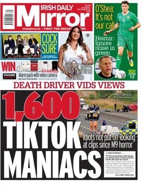 Cover of Irish Daily Mirror