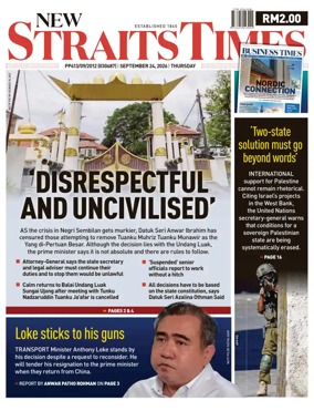 Cover of New Straits Times