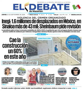 Cover of El Debate de Mazatlan