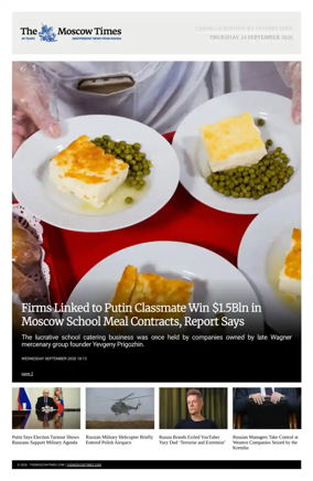 Cover of The Moscow Times - English