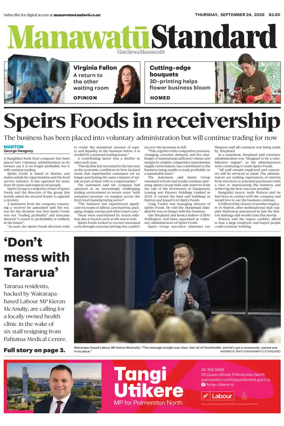 Cover of Manawatu Standard