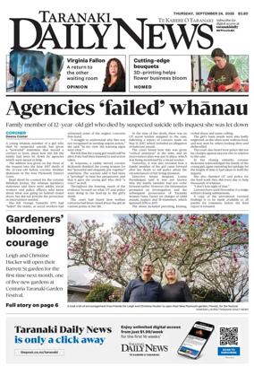 Cover of Taranaki Daily News