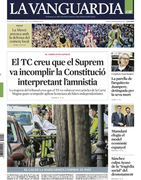 Cover of La Vanguardia (Catalonia - 1st edition)
