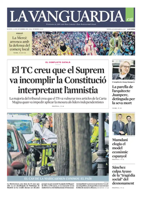 Cover of La Vanguardia (Catala)