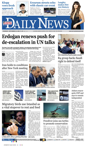 Cover of Hurriyet Daily News & Economic Review