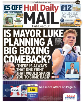 Cover of Hull Daily Mail