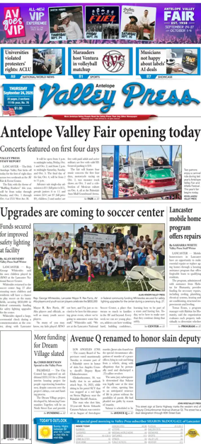 Cover of Antelope Valley Press