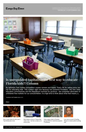 Cover of Tampa Bay Times TFP