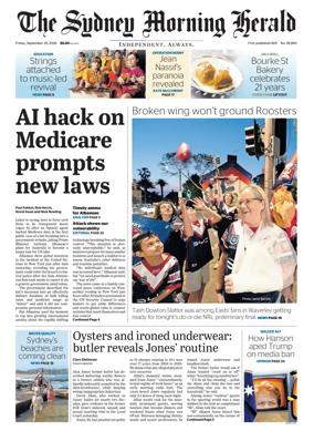 Cover of The Sydney Morning Herald