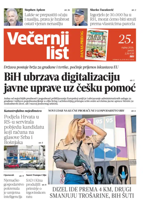 Cover of Vecernji list BiH