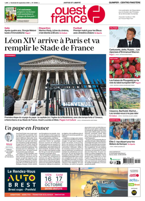 Cover of Ouest-France (Quimper Centre-Finistere)