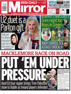 Cover of Irish Daily Mirror