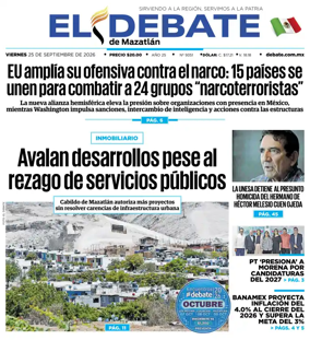 Cover of El Debate de Mazatlan