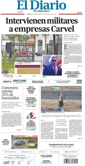 Cover of El Diario de Chihuahua
