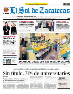Cover of El Sol de Zacatecas