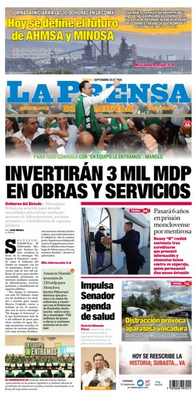 Cover of La Prensa de Coahuila