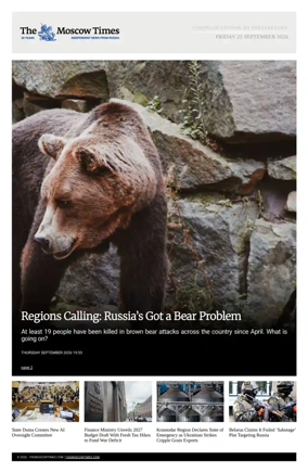 Cover of The Moscow Times - English